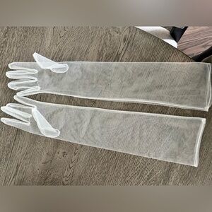 White Tulle Wedding Gloves 55cm